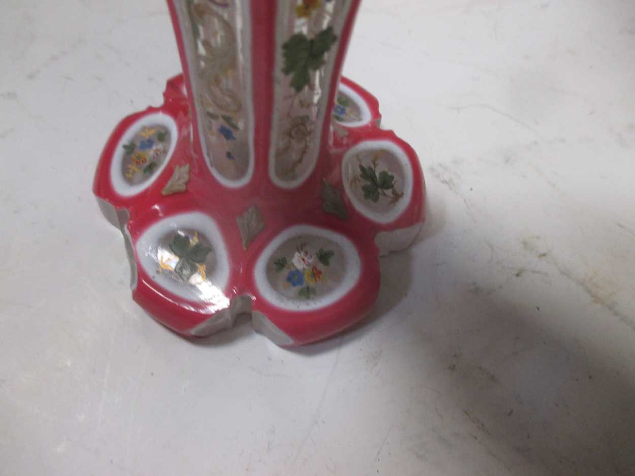 A small collection of glass vases with painted and cut decoration, others and various decorated - Image 3 of 11