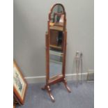 A 1920s cheval mirror, 157cm high