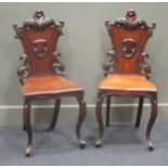 A pair of Victorian mahogany hall chairs (2)