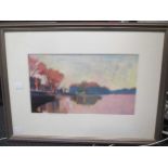 Patrick Gibbs (contemporary) The Thames at Putney 2, oil on board, signed, 18 x 31cm