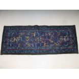 A Chinese embroidered silk rectangular panel, Qing Dynasty late 19th century, worked with