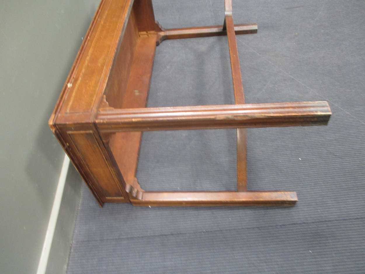 A George III style mahogany slender rectangular table, on moulded legs with shaped stretcher 77 x - Image 10 of 10