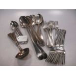 A quantity of Old English pattern silver flatware, c.48.4ozt