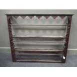 An 18th century oak pewter or delft rack, 96 x 114cm