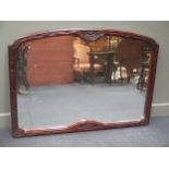 A mahogany moulded frame wall mirror with trailing leaf design 100 x 140cm