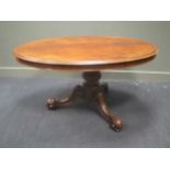 A 19th century mahogany oval centre table 74 x 144 x 95cm