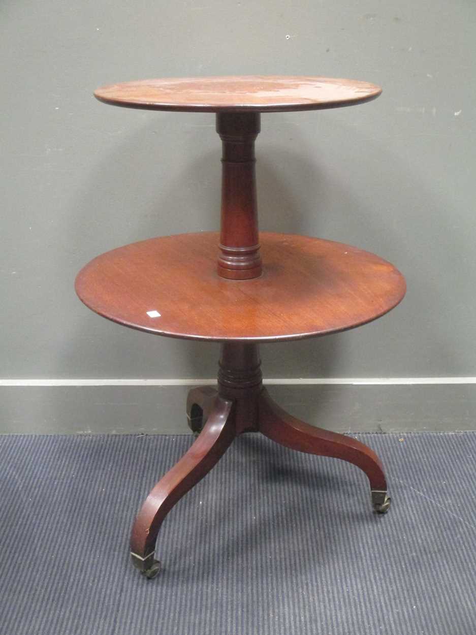 A George III mahogany breakfast table with brass lion paw feet, 72 x 91cm; a 19th century occasional - Bild 5 aus 16