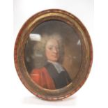 English School 18th century, Rev. Thomas Sheridan bust length portrait, pastel or chalks on laid