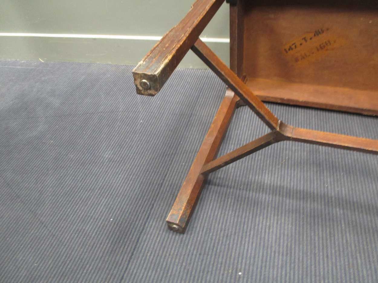 A George III style mahogany slender rectangular table, on moulded legs with shaped stretcher 77 x - Image 4 of 10