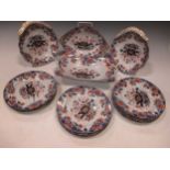 A 19th century Spode's new ironstone part dessert service decorated in Imari tones comprising 14