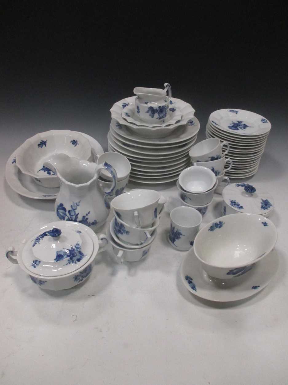 An early 20th century Royal Copenhagen blue flower angular pattern part dinner service/ coffee - Image 3 of 10