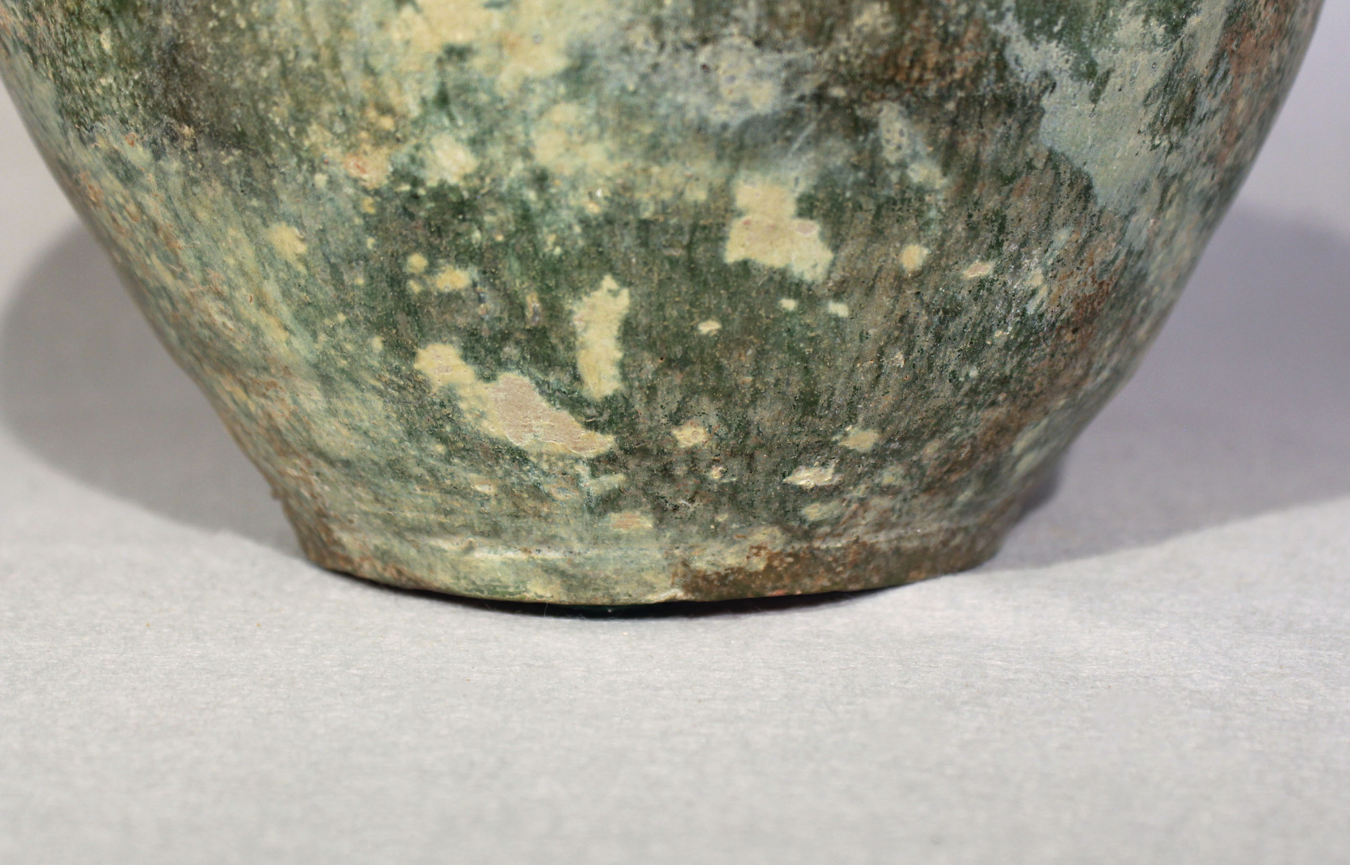 A Chinese green glazed pottery, shouldered vase, probably Han Dynasty, 19cm high - Image 2 of 4