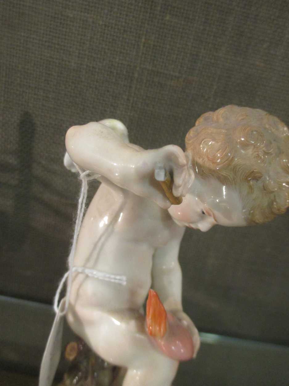 A pair of Meissen figures of cherubs, crossed swords mark, one incised L109, the other L14 (2) - Image 9 of 11