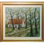 Felix Eyskens (Belgian, 1882-1968), Cottage in the Woods, signed 'F.Eyskens' (lower left) oil on