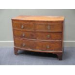 A mahogany bowfronted chest of two short and two long drawers, 19th century 80 x 100 x 48cmCondition