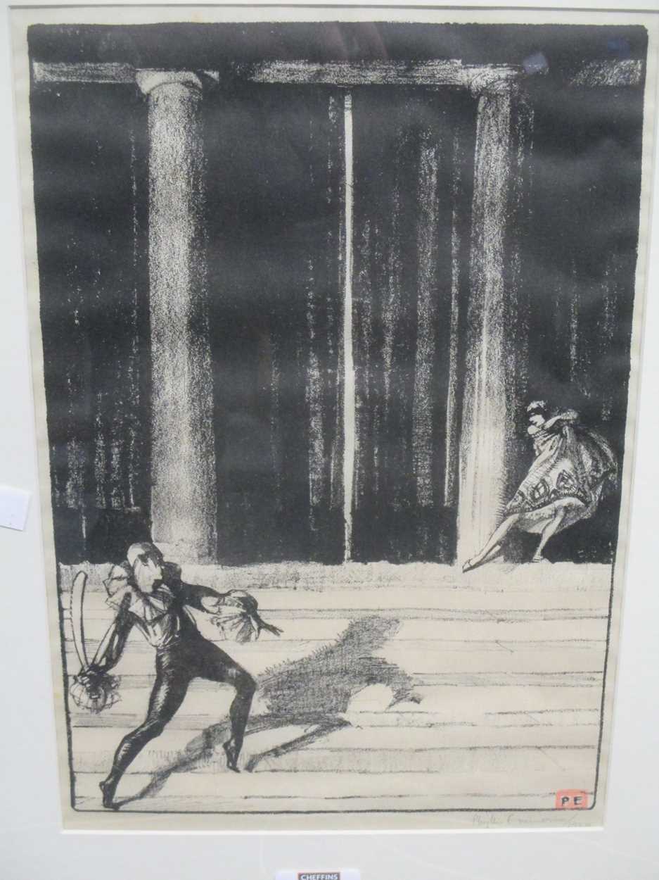 Phyllis Emmerson, Pierrot and Columbine, 1919, signed, lithograph, signed in pencil, dated 1924,