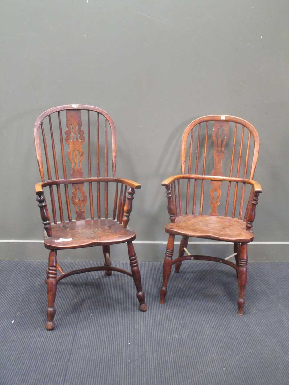 Two ash and elm windsor chairs, 19th century