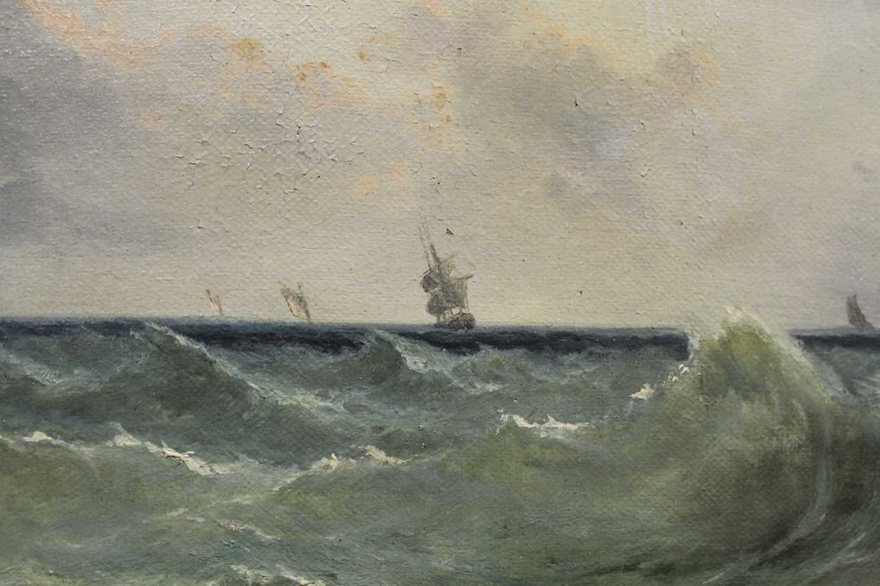 John James Wilson (Scottish 1818-1875), Sailing Vessels in Choppy Waters, a pair, both signed ' - Image 6 of 16