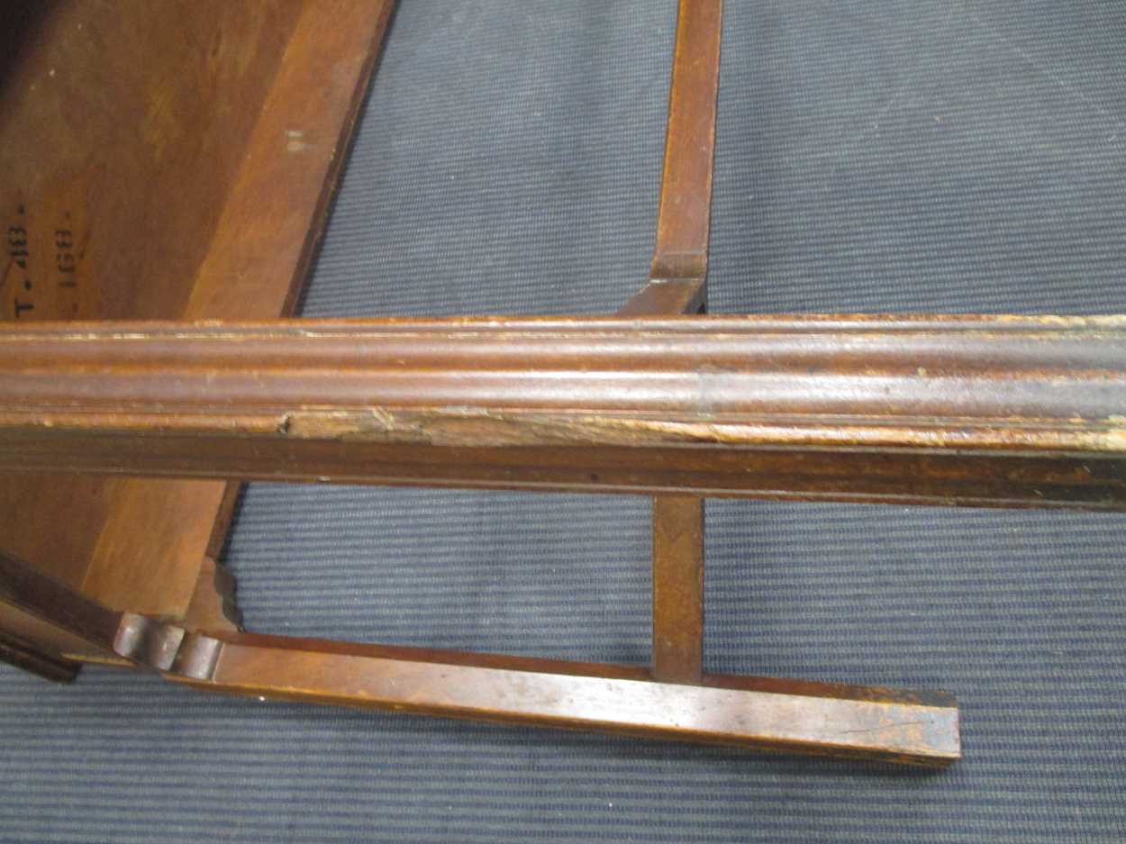 A George III style mahogany slender rectangular table, on moulded legs with shaped stretcher 77 x - Image 5 of 10