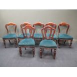 A set of five Victorian mahogany dining chairs together with two similar dining chairs (7)