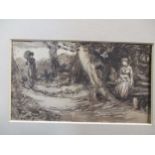 Thomas Faed RSA (Scottish 1826-1900), double sided pencil drawing and sepia and ink wash, signed '
