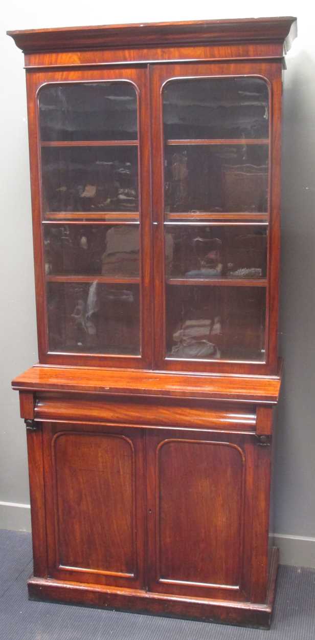 A William IV mahogany bureau bookcase 238 x 106 x 55cm