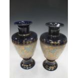 A large pair of Doulton Slater patent vases, 33.5cm high (2)