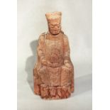 A Chinese carved wood seated dignitary, perhaps late Ming Dynasty, 29cm highCondition report: