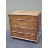 An oak chest of four long drawers 86 x 91 x 56cm
