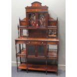 A Victorian inlaid rosewood four door bevel edge glazed mirror back cabinet with key 202 x 123 x