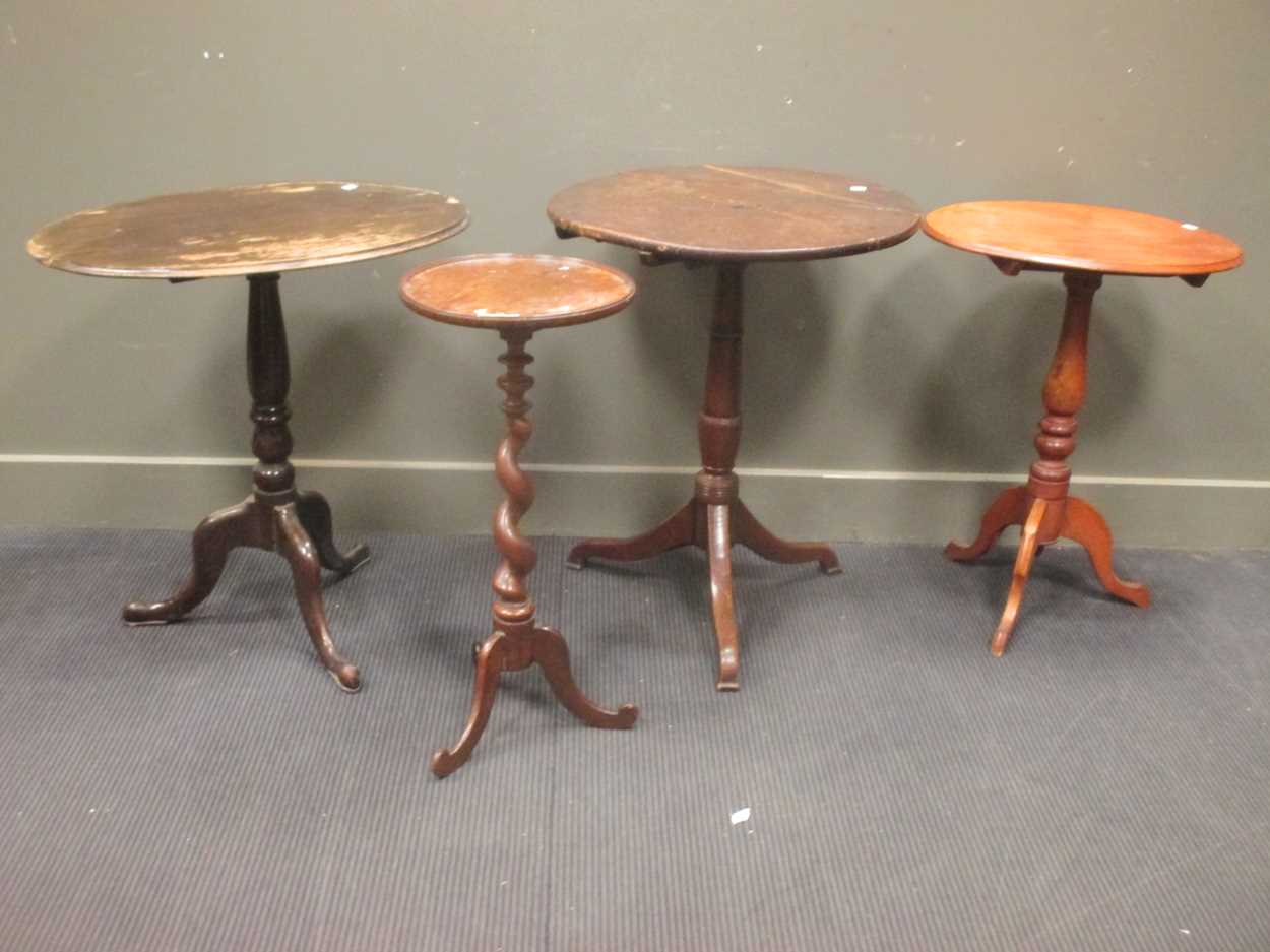 Three 19th century tripod tables and another tripod table, the tallest 74cm high (4) - Image 11 of 19