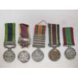 A group of five medals - China, Afghanistan, South Africa, Tibet and India.