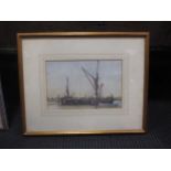 D. Barlow (20th C), A Moored wherry boat, signed and dated lower right ‘D Barlow 35', watercolour,