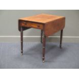 A mahogany Pembroke table on turned legs with castors, 19th century 70 x 84 x 56cm