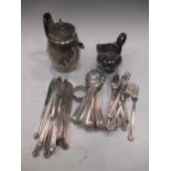 A collection of assorted silver cutlery and silverware, 7.3ozt weighable, together with a quantity