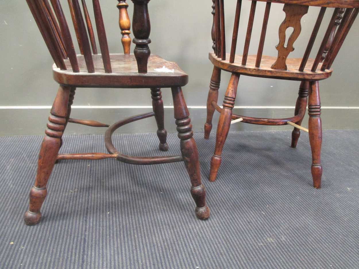 Two ash and elm windsor chairs, 19th century - Image 2 of 4