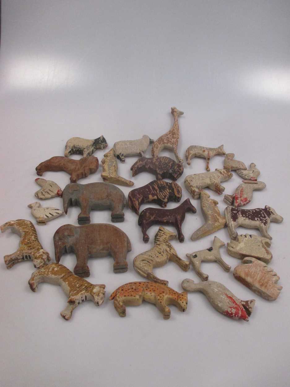 A group of Victorian wooden Noah's ark animals