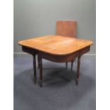 A late Regency mahogany D-end dining table each end with three spiral twist supports, 180cm long x