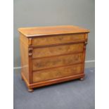 A French walnut four drawer chest with key 94 x 107 x 56cm