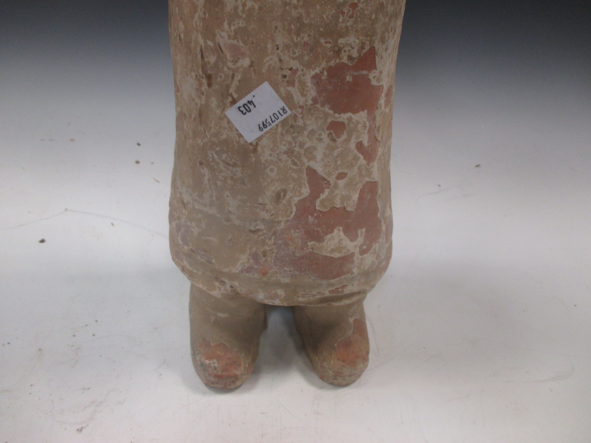 Two Chinese painted pottery figures, a standing figure of a guard, Han type, 57cm high; and a - Image 7 of 15