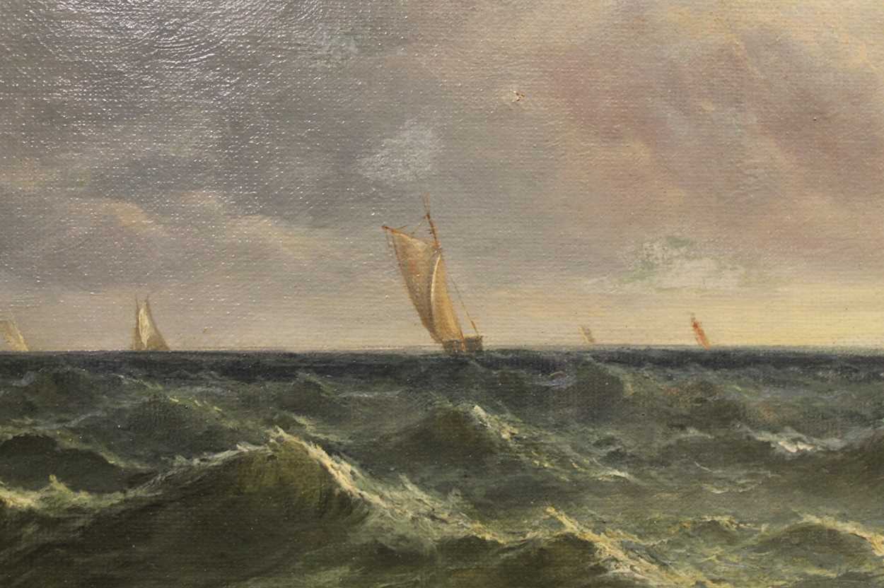 John James Wilson (Scottish 1818-1875), Sailing Vessels in Choppy Waters, a pair, both signed ' - Image 5 of 16