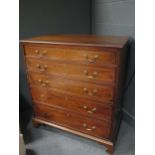 A George III mahogany chest of five long graduated drawers, 102.5 x 94 x 54cm