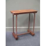 A mahogany side table on barley twist supports 76 x 70 x 33cmCondition report: Scratches to top