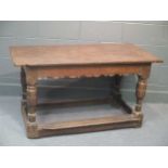 A 17th century and later oak side table 67 x 126 x 64cm