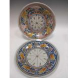 A pair of tin glazed earthenware bowl. 31.5cm diameter