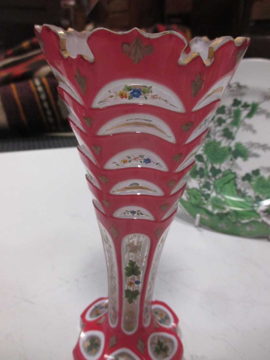 A small collection of glass vases with painted and cut decoration, others and various decorated - Image 10 of 11