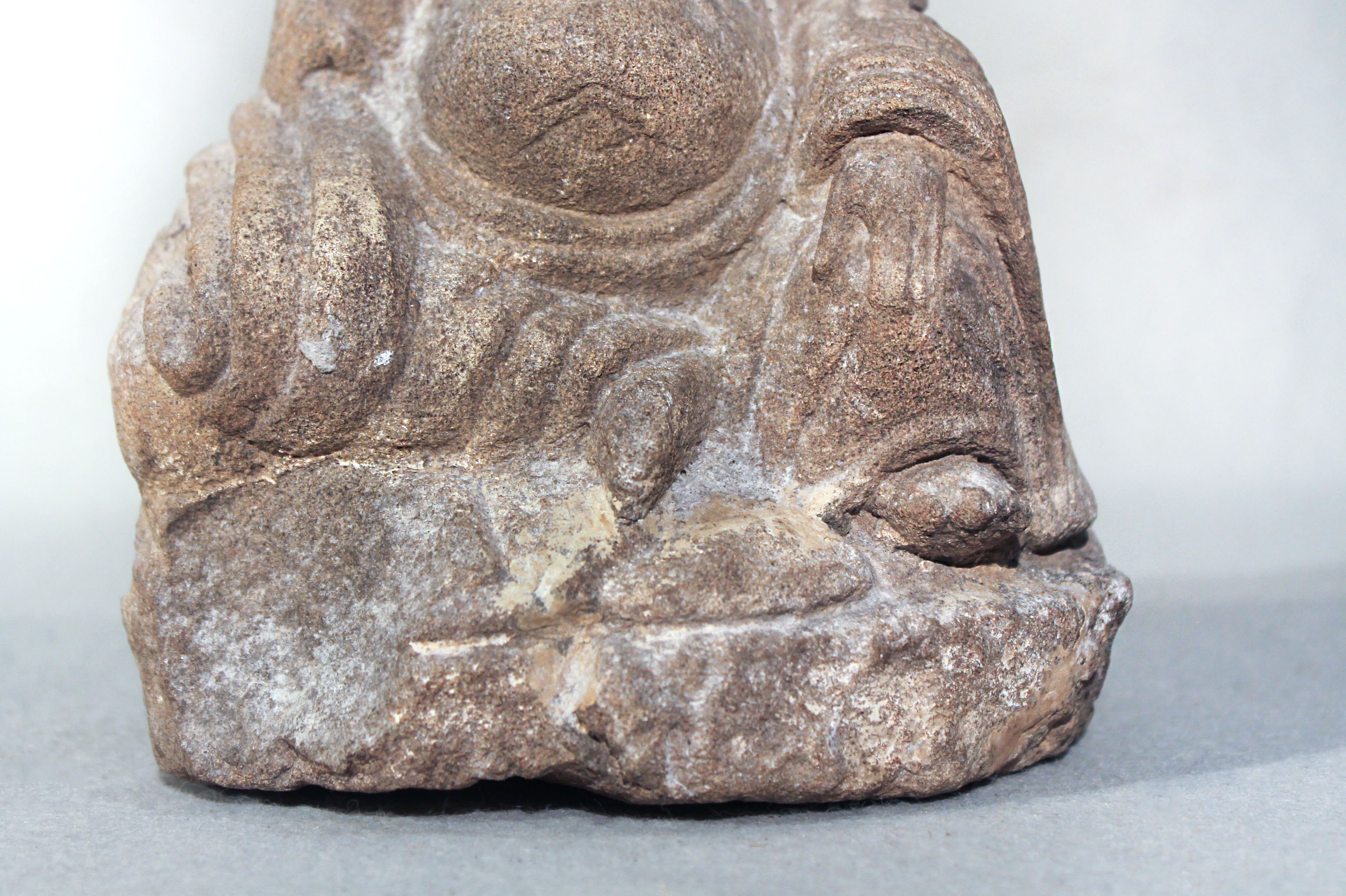 A Chinese cream stone seated figure of a smiling Putai, perhaps late Ming Dynasty, 21cm high - Image 3 of 4