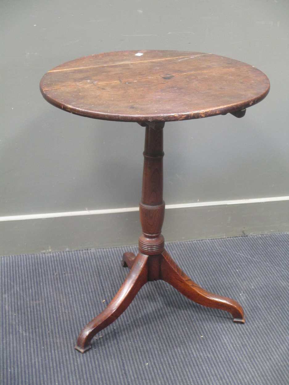 Three 19th century tripod tables and another tripod table, the tallest 74cm high (4)