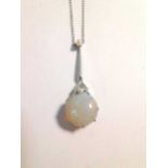 Art Deco style platinum opal and pearl pendant, 5.2g