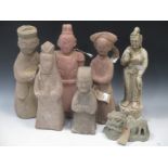 A group of eight Chinese carved stone items, 19/20th century, including figures, an animal, and a